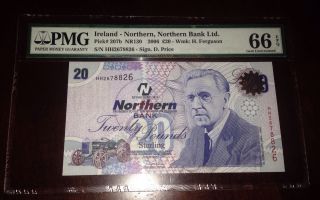 Northern Ireland One Bank Note 20 Pounds 2005 Gem Unc Pmg 66 Epq photo