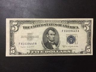 1953 - B Silver Certificate Note - 5 Dollars Note photo