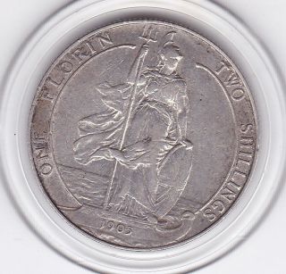 Scarce 1905 King Edward Vii Florin (2/ -) Sterling Silver (92.  5) Coin photo