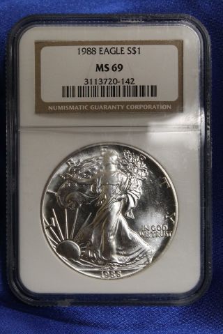 1988 American Silver Eagle S$1 Ase Ngc Ms69 photo
