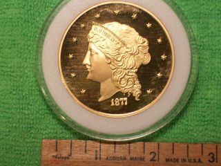 1877 $50 Half Union Proof,  24kt Gold Plated Bronze photo