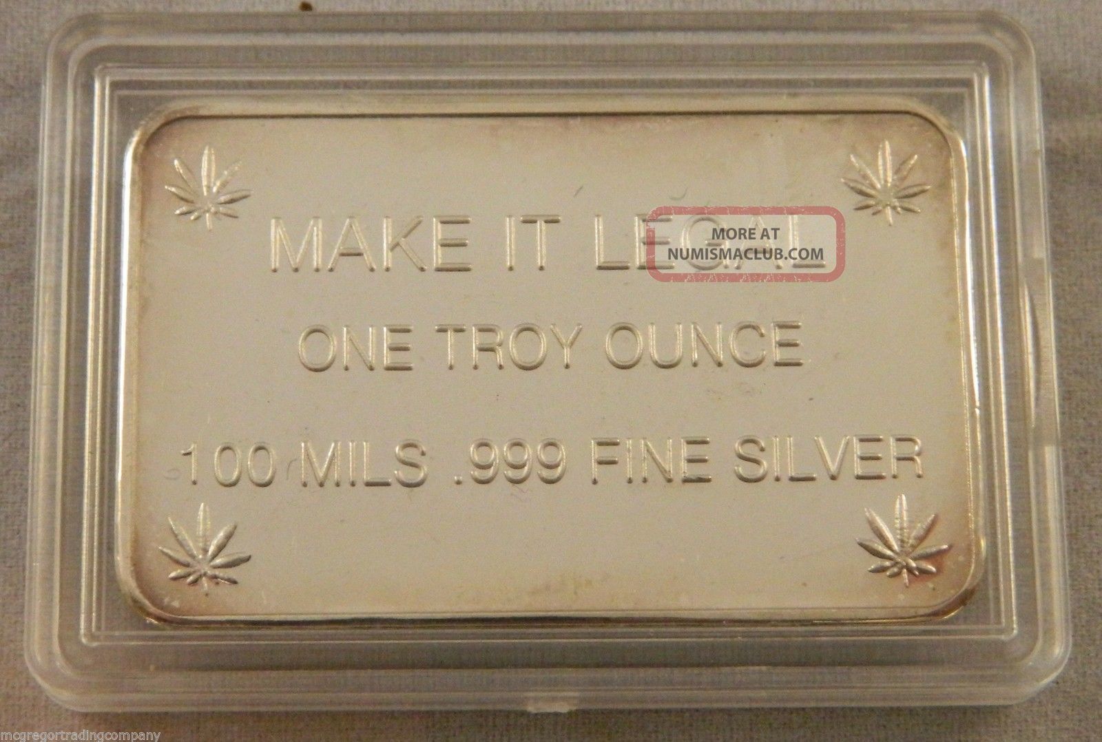 Make It Legal One 1 Troy Ounce 100 Mils. 999 Fine Silver Bar Marijuana