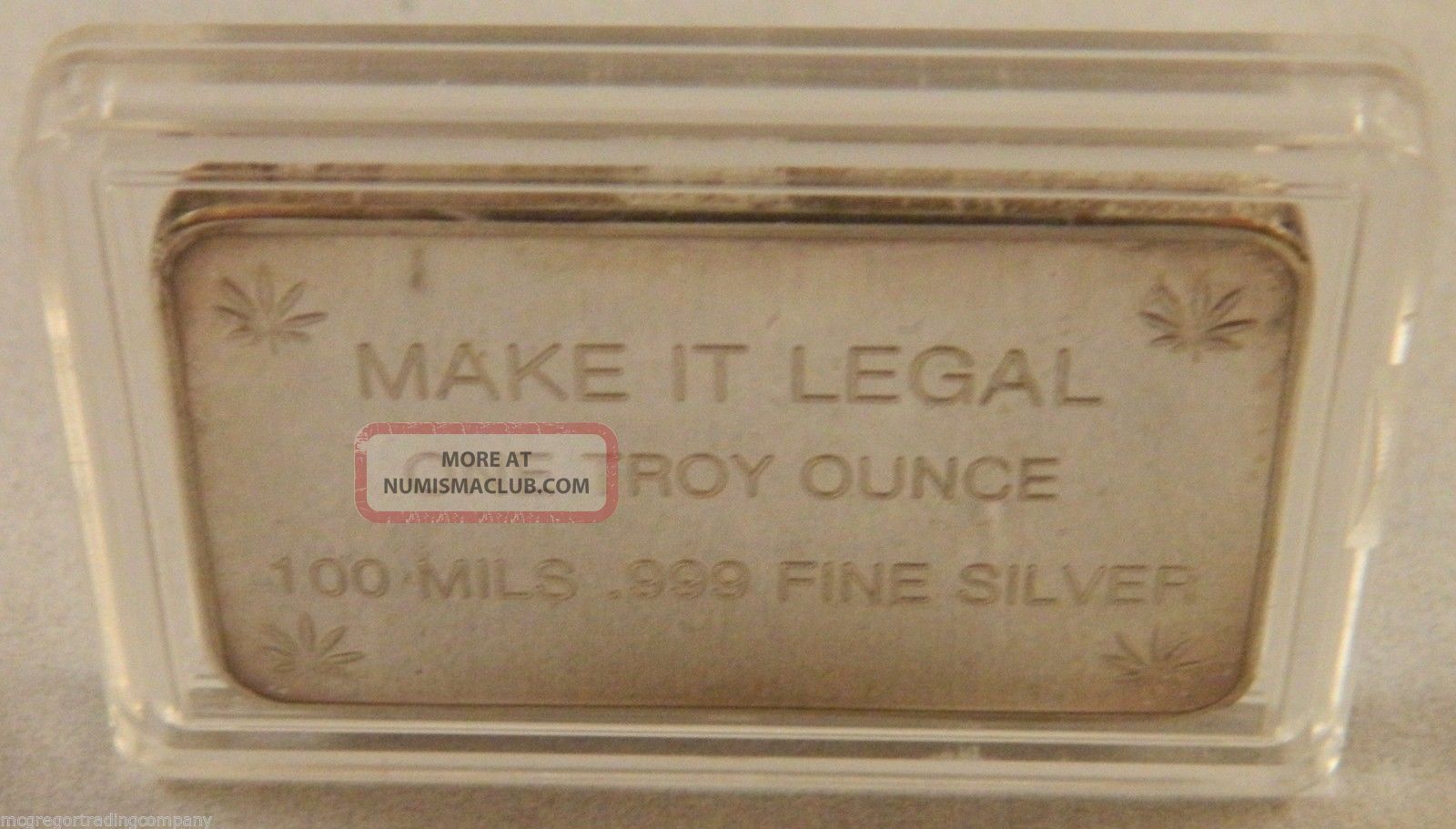 Make It Legal One 1 Troy Ounce 100 Mils. 999 Fine Silver Bar Marijuana