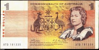 Australia 1969,  1 Dollar,  Banknote Vg,  No Holes photo
