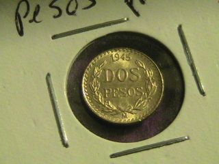 Gold Coin From Mexico,  1945 2 Pesos, .  9000 Pure Gold,  11 photo