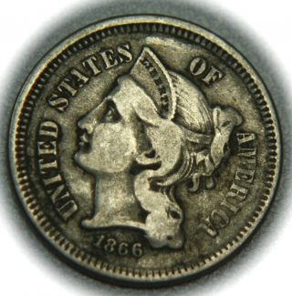 1866 Three Cent Nickel - 3cn - photo