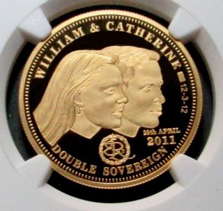 2011 Gold Tristan Da Cunha 2 Pounds William & Kate Wedding Coin Ngc Proof 69 Uc photo