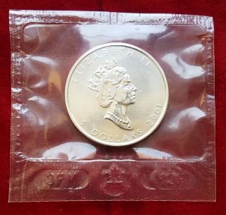 2001 Canada Silver Maple Leaf $5 1 Oz 9999 Fine Silver (rcm Seal) photo
