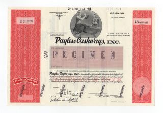 Specimen - Payless Cashways,  Inc.  Stock Certificate photo