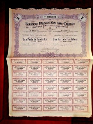 Banco Francés De Chile,  Share Certificate1917 Vg,  /f photo