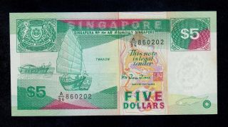 Singapore 5 Dollars (1997) A/96 Pick 35 Au - Unc Banknote. photo