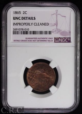 1865 2 Cents Piece 2c Ngc Unc Details photo