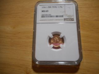 1961 Zbr Peru 1/5l Ms 63,  As Rated By Ngc.  Price Lowered photo