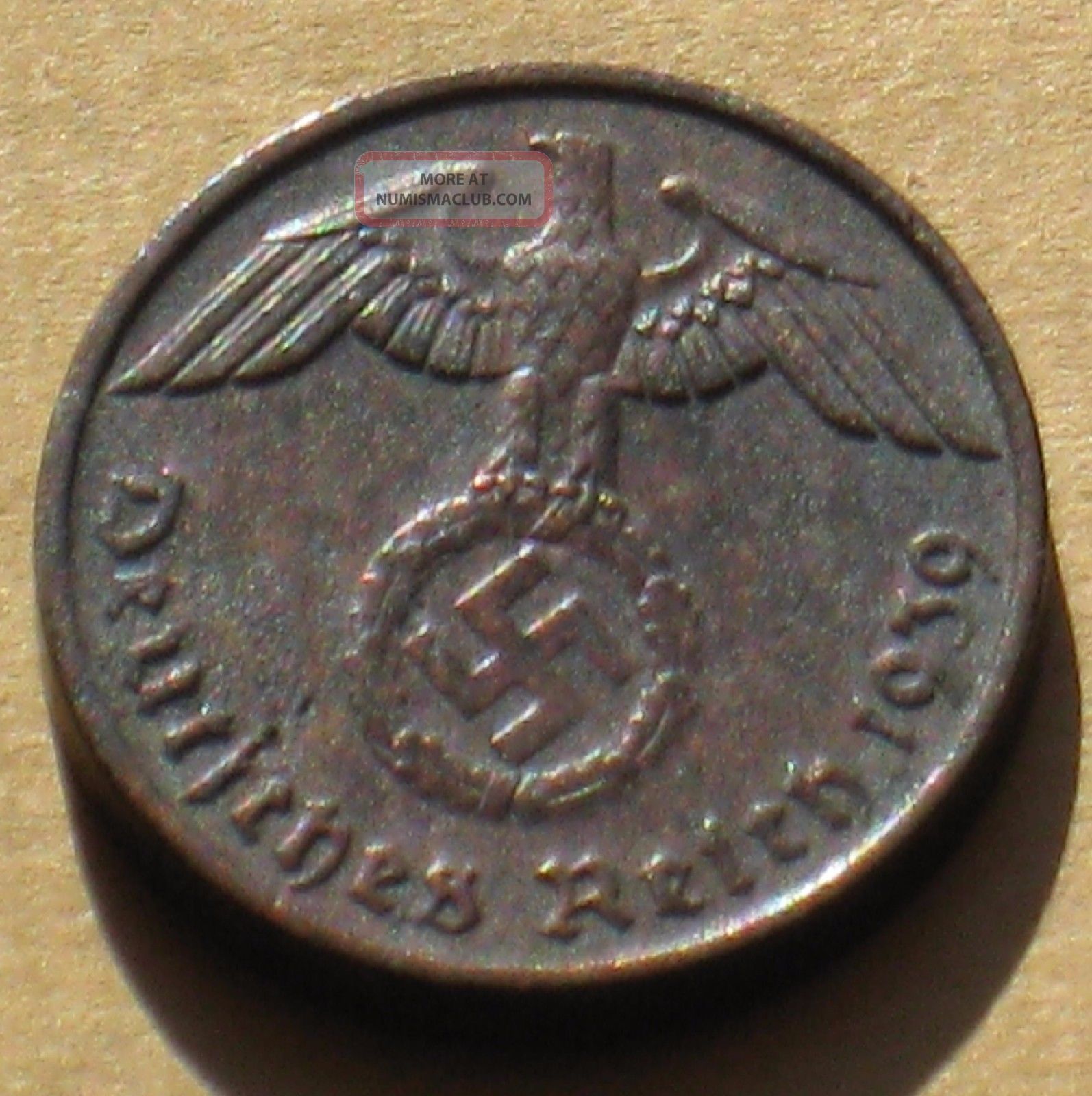Old Coin Nazi Germany 2 Rp 1939 Mark D Munich Swastika World War Ii Germany photo