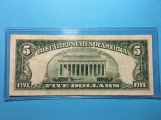 Us $5 Dollar 1963 Red Seal Circulated Bill photo