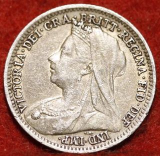 1901 Great Britain 3 Pence Silver Foreign Coin S/h photo
