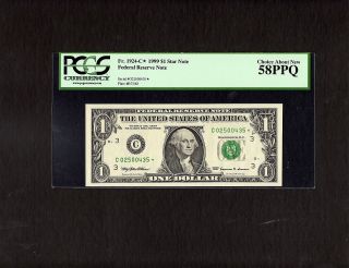 Fr 1924 C 1999 $1 Philadelphia Star Note Federal Reserve Note Pcgs 58ppq photo