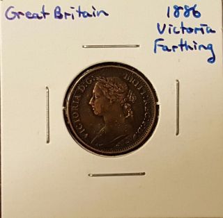 1886 Great Britain Farthing - Queen Victoria photo