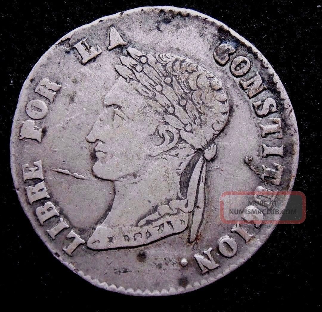 Bolivia Republic 1856 - F J Silver Coin 4 Soles 3s - 57