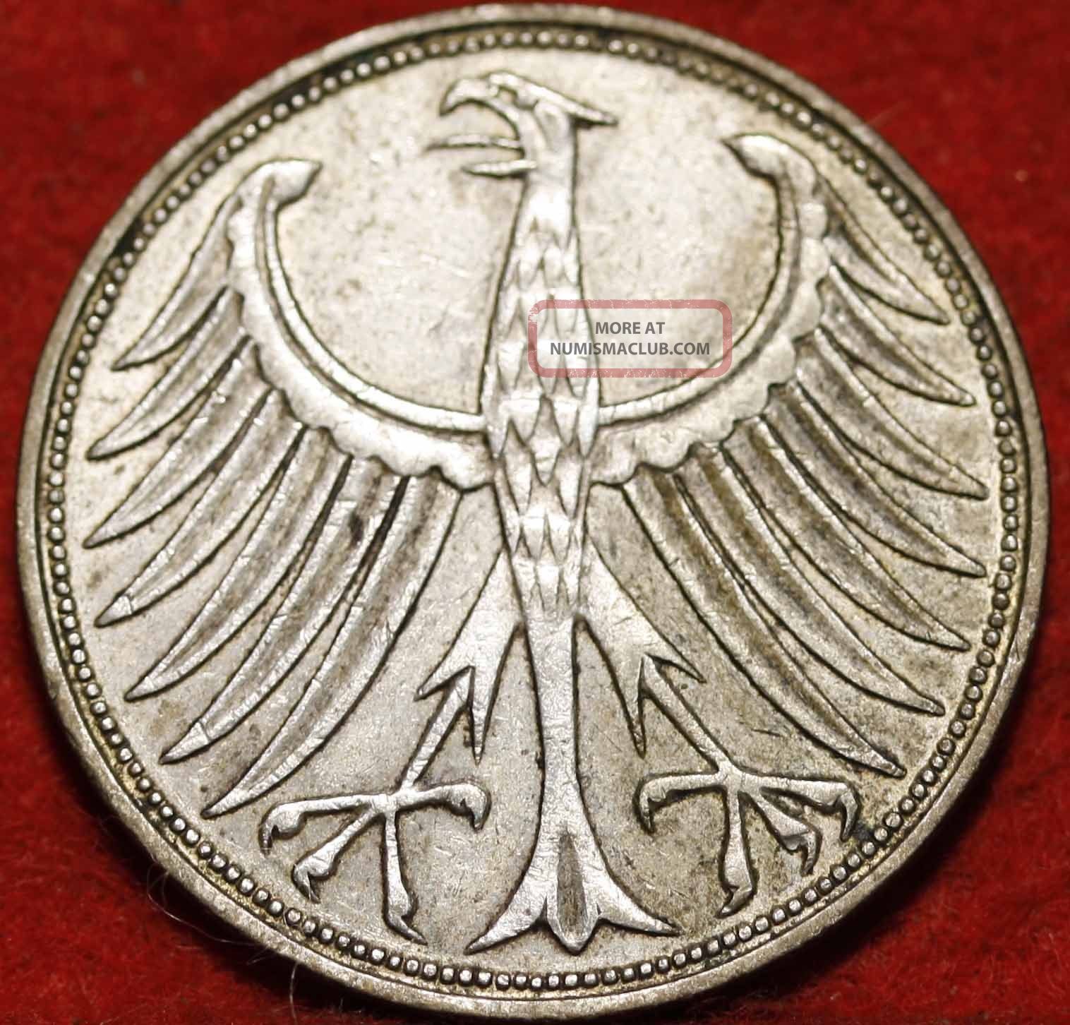 1960 Germany 5 Mark Silver Foreign Coin S/h