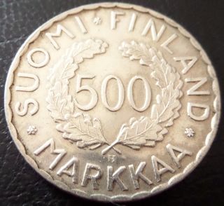 Finland 500 Markkaa Silver 1952 Olympic Helsinki,  Km 35 photo