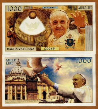 Vatican,  10 X 1000 Lire,  2016 Private Issue Kamberra,  Unc Pope Francis photo