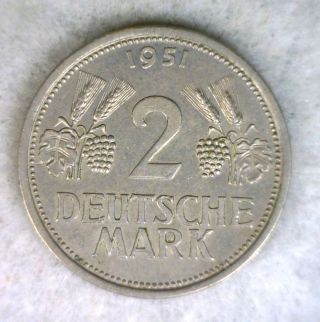 Germany 2 Mark 1951 J Extra Fine (stock 0070) photo