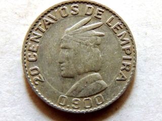 1958 Honduras Twenty (20) Centavos Silver Coin photo