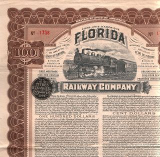 Rare Historic 1909 Florida Rwy Bond W Frank Drew Autograph 2 Cond Levels - Read photo