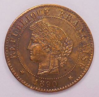 1890 A France Centime Au Sharp Paris Flashy Laureate Bronze Coin photo