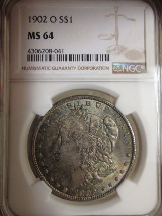 1902 - O Morgan Silver Dollar Ngc Certified Ms 64 Toning photo