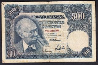 Spain 500 Pesetas 15 - 11 - 1951 G - Vg P.  142,  Banknote,  Circulated photo