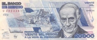 Mexico 20 000 Pesos 28.  3.  1989 Prefix U Series Dx Circulated Banknote,  N20 photo