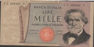 Italy 1000 Lire 25.  3.  1969 Block Fa - V Circulated Banknote photo