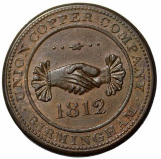 1812 Great Britain Warwixkshire Birminham Union Co One Penny Conder Token photo