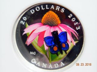 2013 Canada $20 Cone - Flower & Glass Butterfly Silver Coin - Ngc Pf69 Ultra Cameo photo