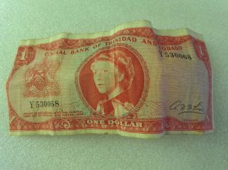 Trinidad And Tobago One Dollar Bill 1964 $1 Banknote photo