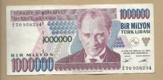 Turkey 1970 (1995) 1000000 (1,  000,  000) Lira P 209 Circulated photo