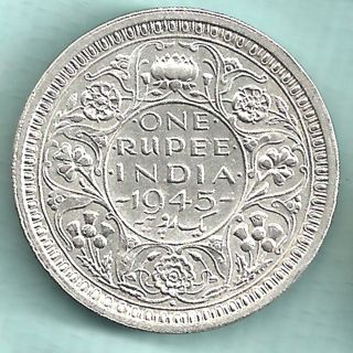British India - 1945 - King George Vi Emperor - One Rupee - Aunc Rarest Coin photo