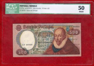 Portugal 500 Escudos Banknote,  P 177a 1979,  Icg 50 Xf/aunc 