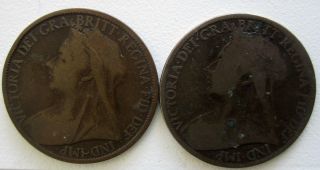 1900,  1901english (british) Pennies photo