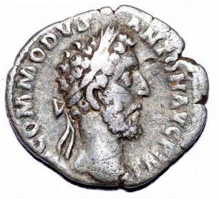 Authentic Commodus Roman Coin - Ar Silver Denarius,  Rv.  Victoria - A416 photo
