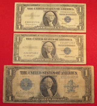 1923 Lg Note Silver Certificate,  1935f & 1957b All Serial Doubles - photo