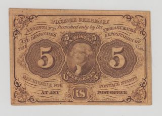Us 5c First Issue Fractional Currency Note Fr1230 Vf photo