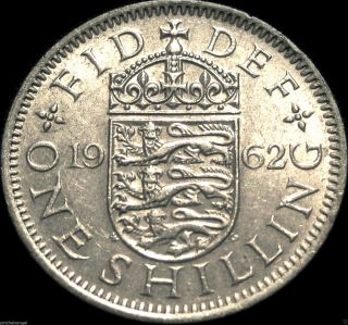Uk - Great Britain - British 1962 Shilling Coin - Great Coin - Elizabeth Ii photo