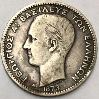Kingdom Of Greece,  George I 1873 Drachma Silver Coin photo