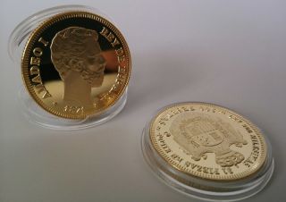 Espana 1871 - Moneda I 100 Pesetas Gold Plated Coin - Souvenir Craft 1pcs photo