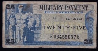 Us Military Payment Certificate Mpc Series 692 25 Cent E08455657e photo