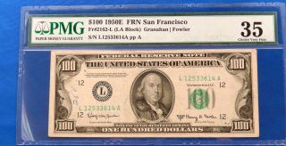 1950 E $100 Federal Reserve Note San Francisco Pmg 35 photo