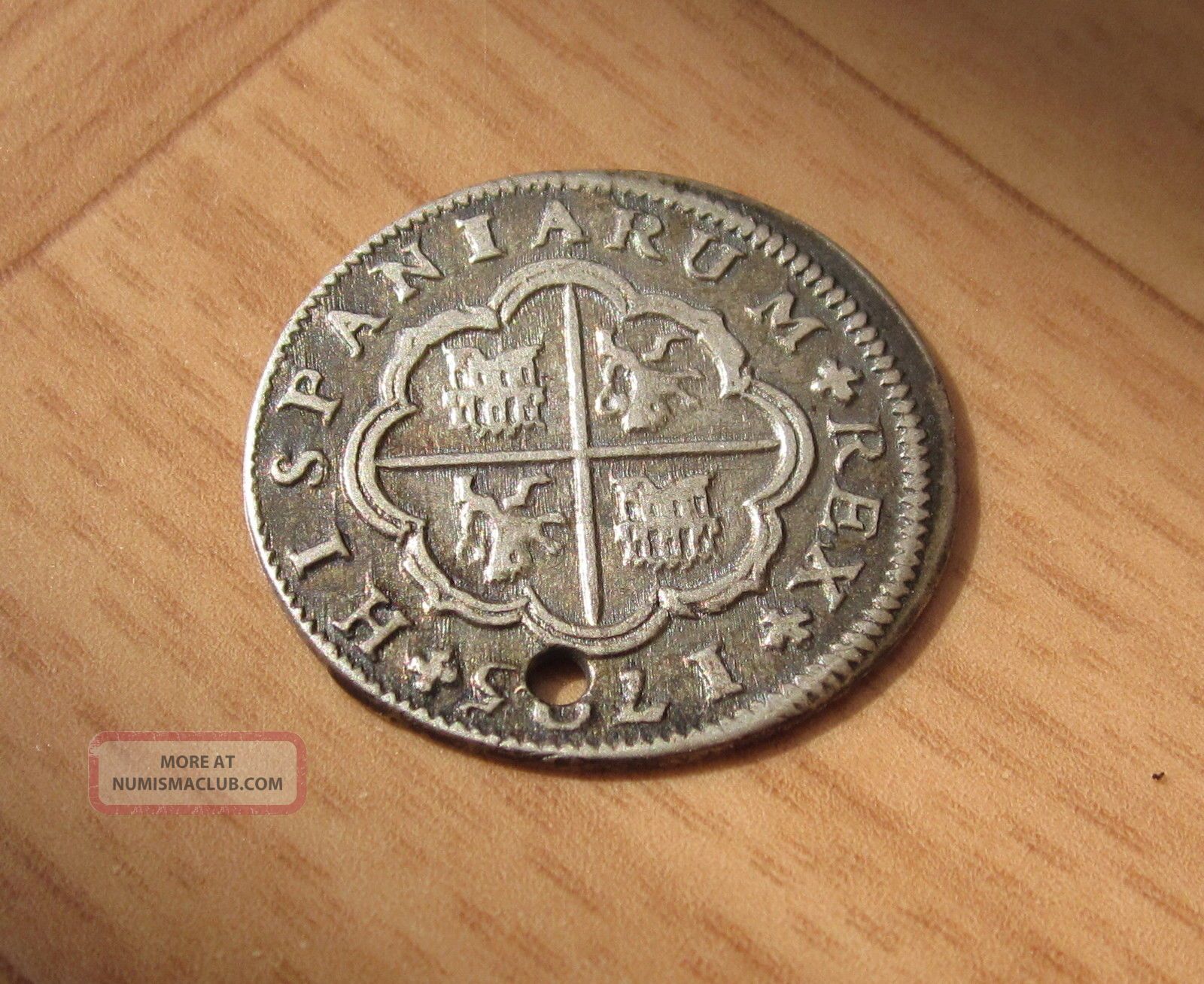 Antique 1725 Spain Spanish Philippus Silver Coin